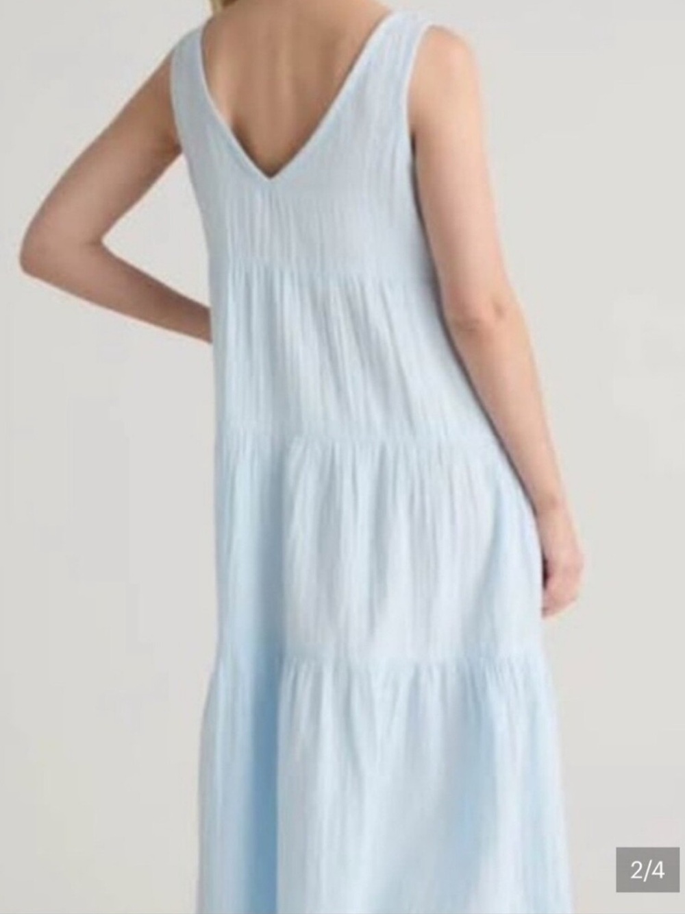 Quince 100% Organic Cotton Gauze Tiered Maxi Dress in Nantucket Blue Medium $128 - Picture 4 of 13